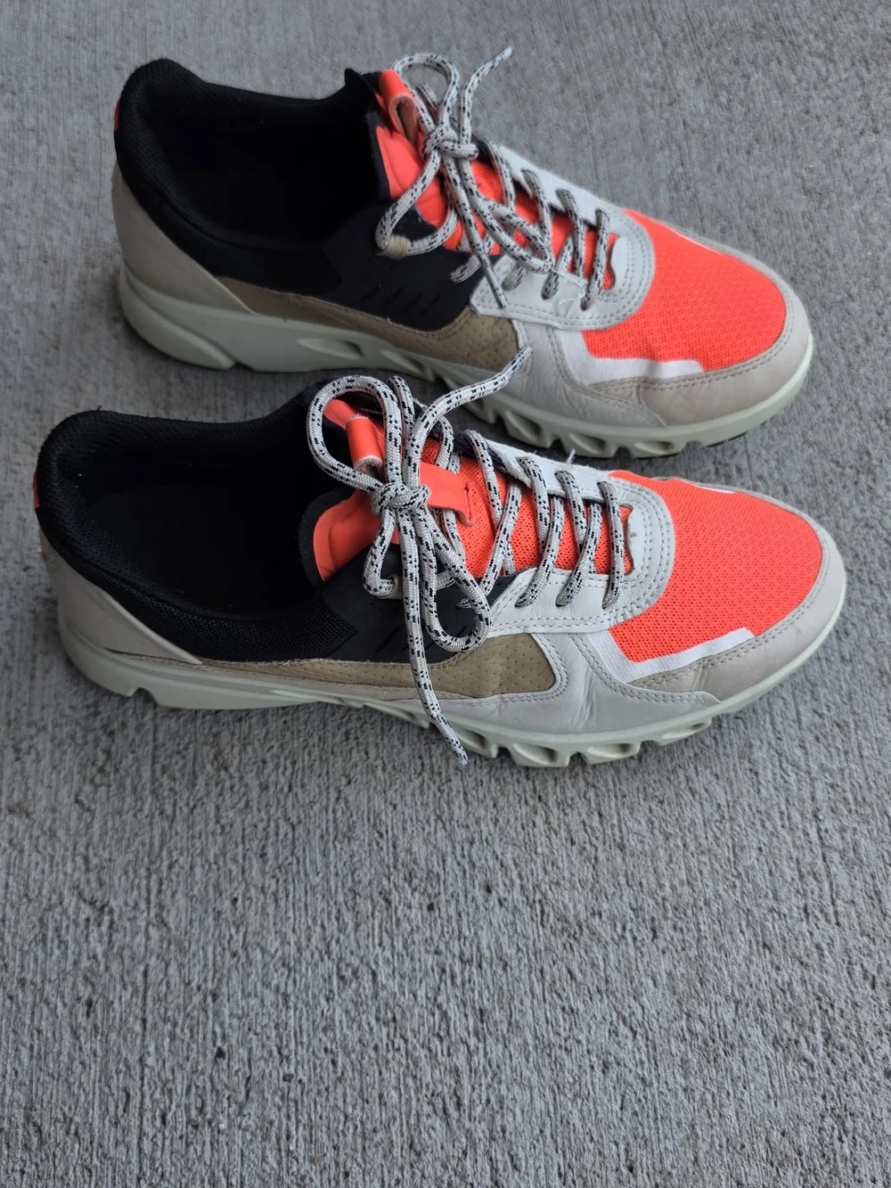 Ecco Women's Neon Orange and Black Mesh Sneakers